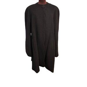 Vintage Neiman Marcus Black Wool Swing Coat Sculptural w NM Hanging Bag Size 16